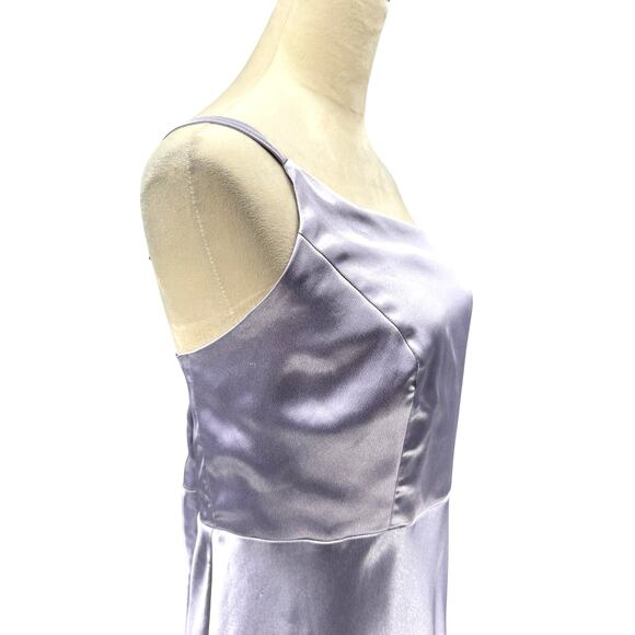 Birdy Grey Plus Kensie Dusty Lilac Purple Satin Strappy One Shoulder Maxi Dress - Picture 9 of 16